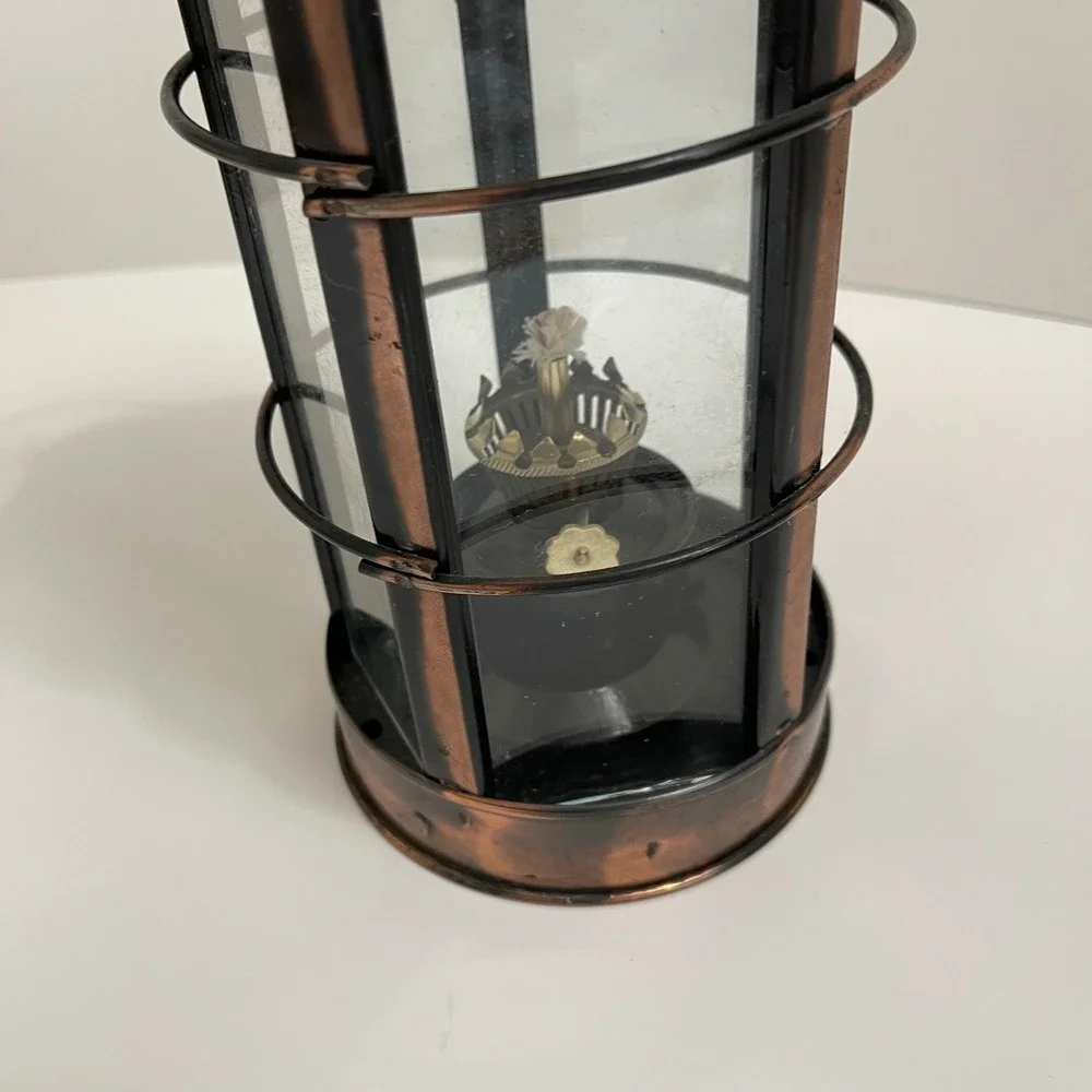 Vintage Copper Finish Nautical Oil Lantern Kerosene Lamp Made Hong Kong Bronze